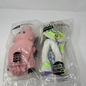 Vtg Burger King Disney Toy Story Pals HAMM  + Buzz Lightyear Plush 1995 NEW Lot